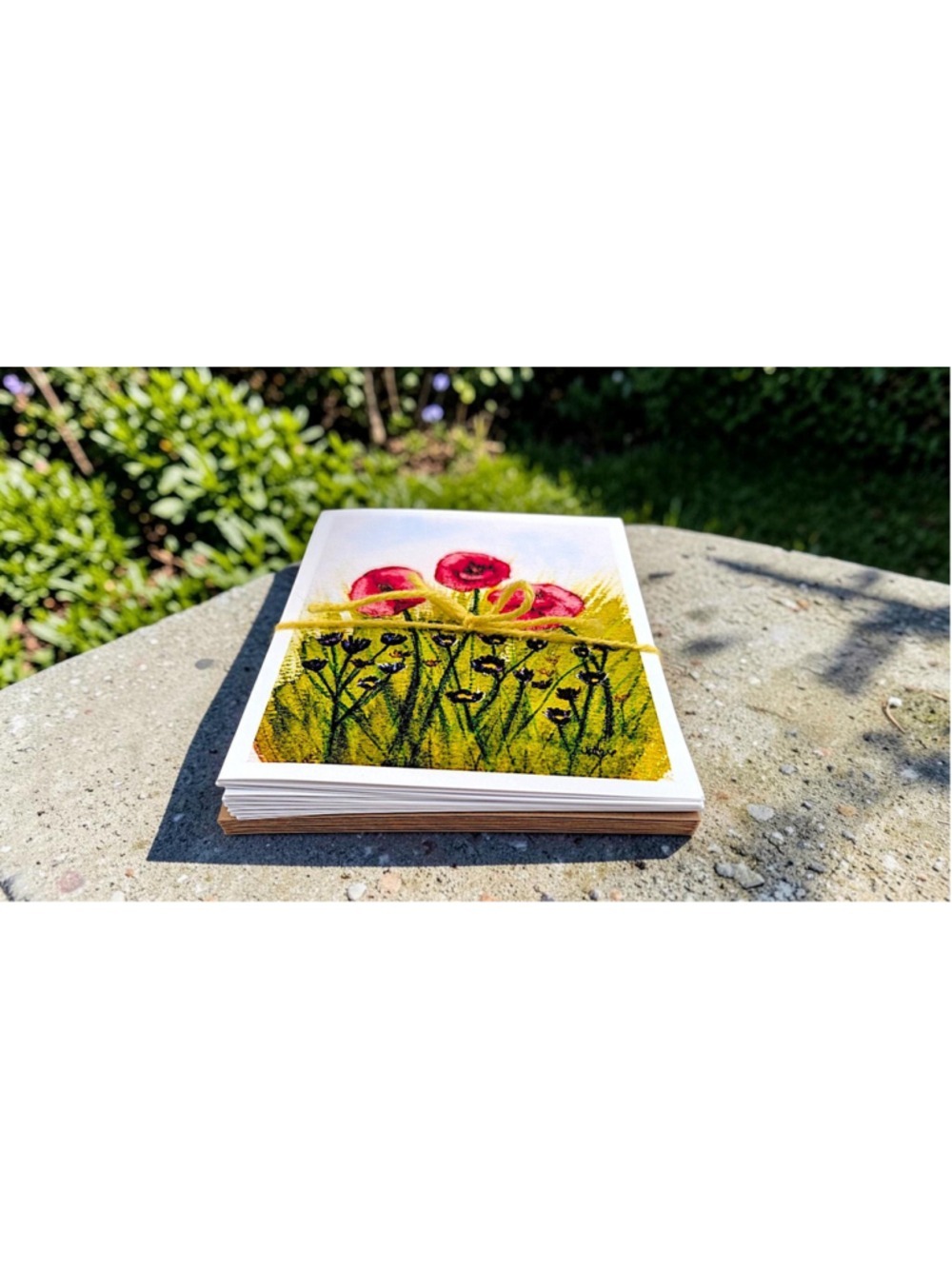 12 Watercolor Notecards: Whimsical Wildflowers (4.25" x 5.5") - Picture 6 of 8